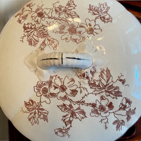 Antique Chamber Pot, transferware, cream and brown - Picture 3 of 8